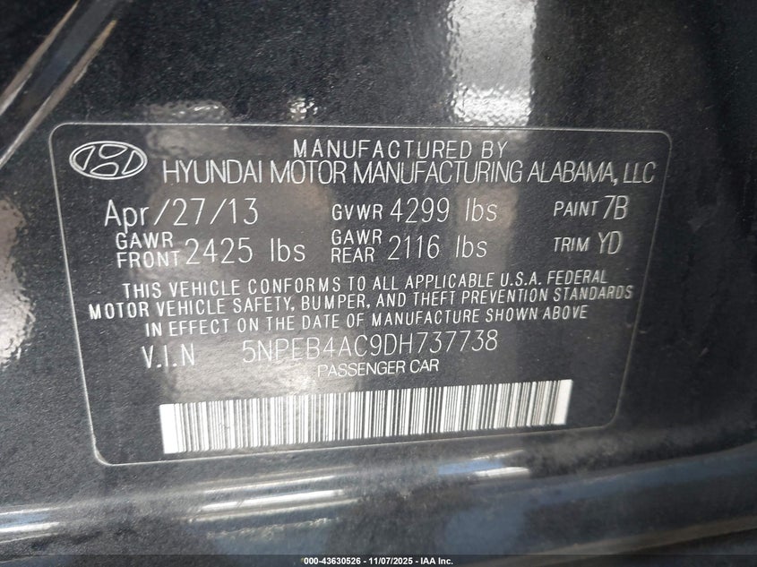 2013 HYUNDAI SONATA GLS - 5NPEB4AC9DH737738
