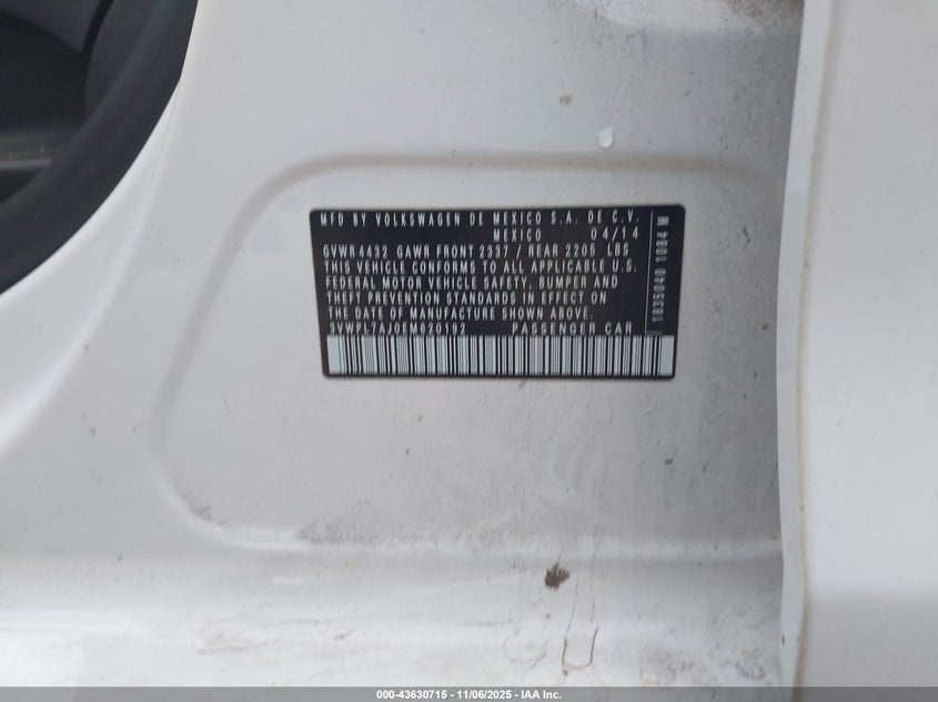 2014 VOLKSWAGEN JETTA SPORTWAGEN 2.0L TDI 3VWPL7AJ0EM620192