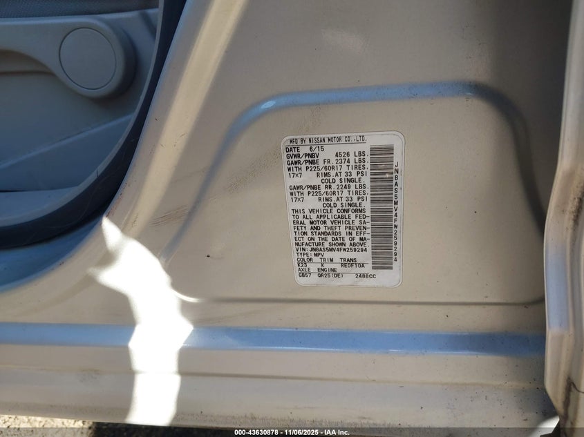 2015 NISSAN ROGUE SELECT S JN8AS5MV4FW259294