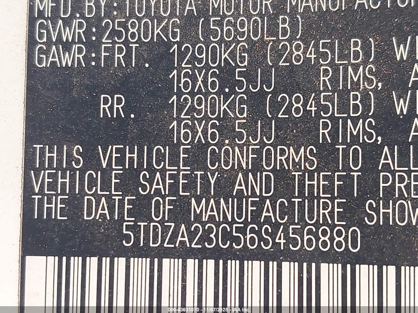 5TDZA23C56S456880 2006 TOYOTA SIENNA photo no. 9