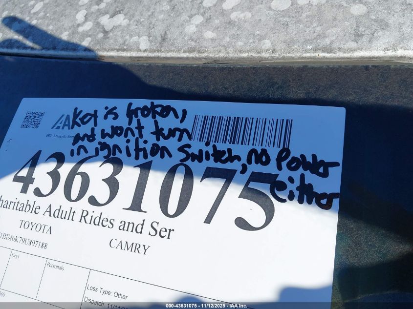 2009 Toyota Camry Le VIN: 4T1BE46K79U807188 Lot: 43631075