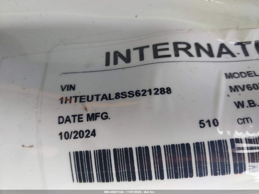 2025 International Mv VIN: 1HTEUTAL8SS621288 Lot: 43631144