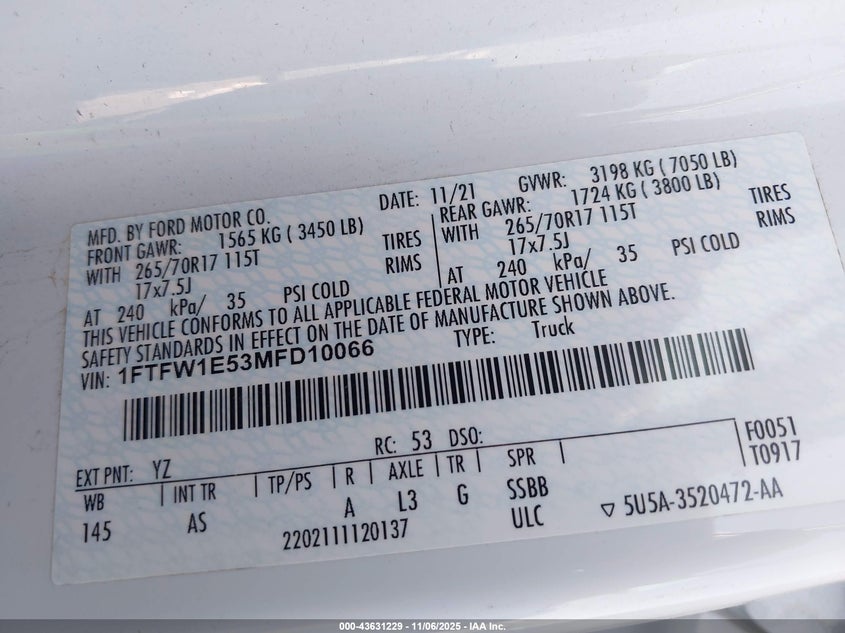 2021 FORD F-150 XL 1FTFW1E53MFD10066