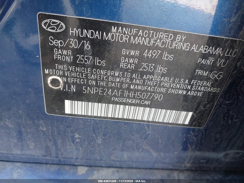2017 HYUNDAI SONATA SE - 5NPE24AF1HH507790