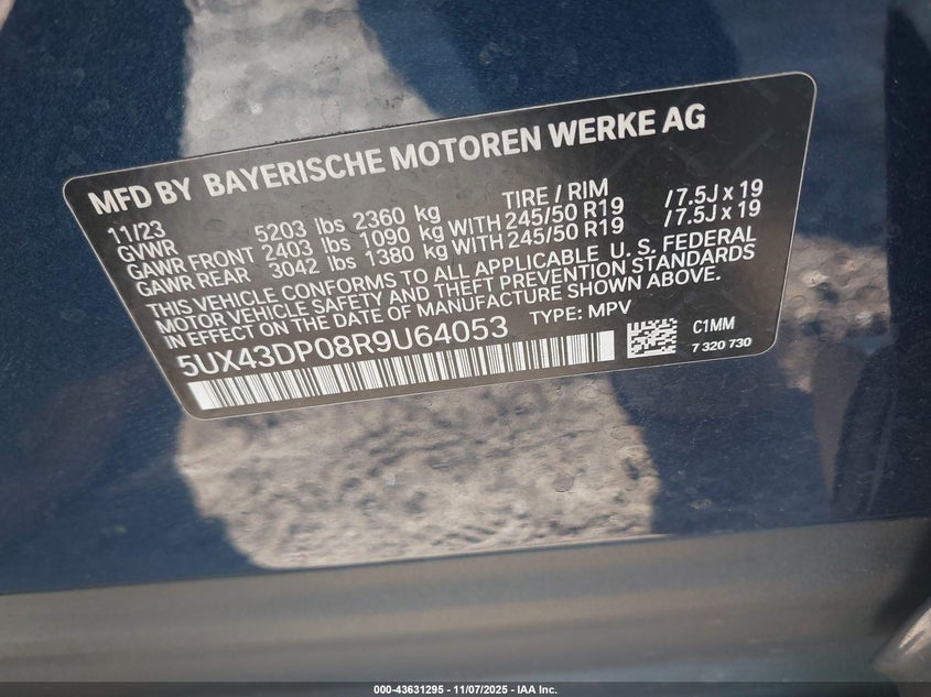 2024 BMW X3 SDRIVE30I 5UX43DP08R9U64053