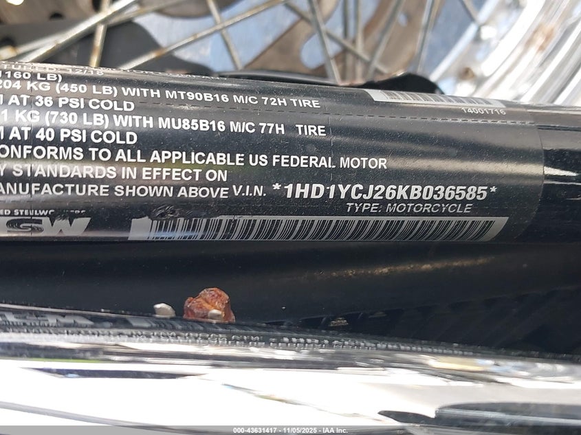 2019 Harley-Davidson Flde VIN: 1HD1YCJ26KB036585 Lot: 43631417
