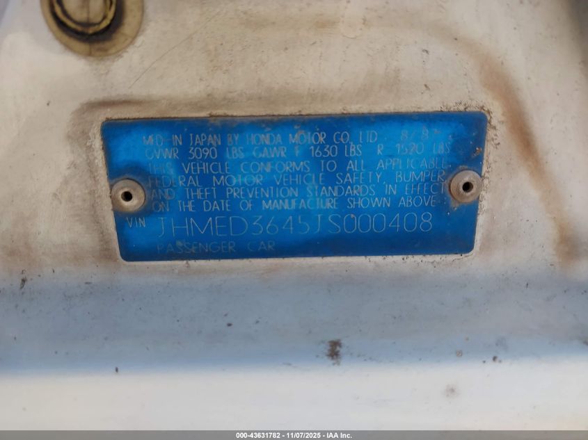 JHMED3645JS000408 1988 HONDA CIVIC photo no. 9