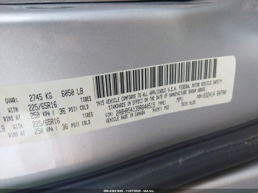 2009 Chrysler Town & Country Touring VIN: 2A8HR54139R640515 Lot: 43631845