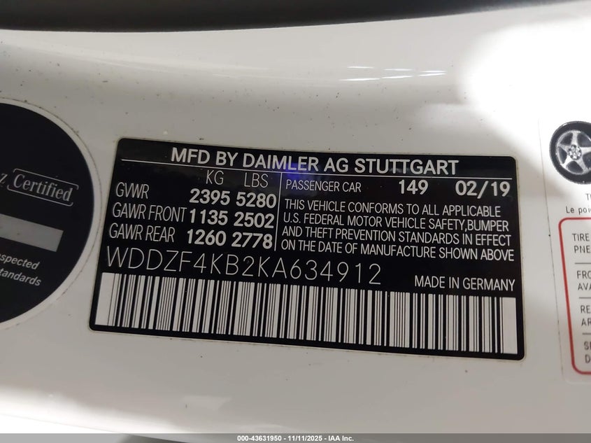 2019 MERCEDES-BENZ E 300 4MATIC WDDZF4KB2KA634912