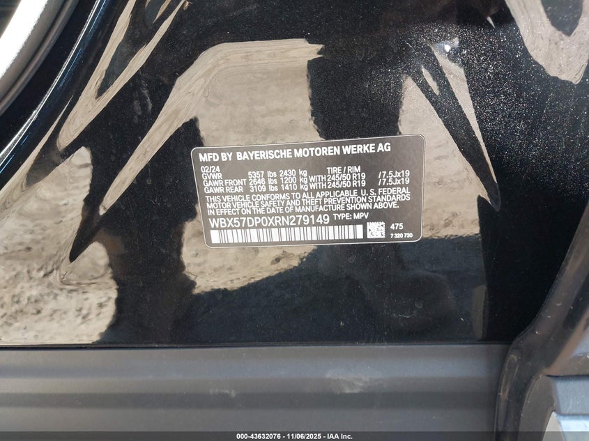 2024 BMW X3 XDRIVE30I WBX57DP0XRN279149