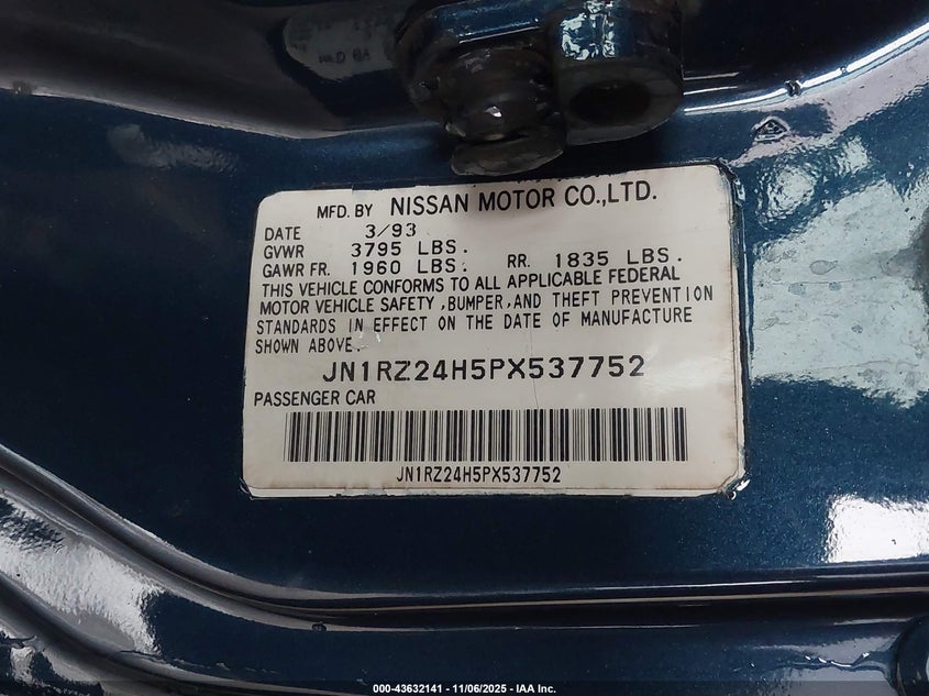 1993 Nissan 300Zx VIN: JN1RZ24H5PX537752 Lot: 43632141