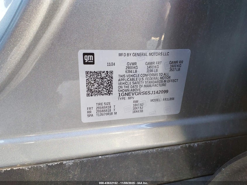 1GNEVGRS6SJ142099 2025 CHEVROLET TRAVERSE photo no. 9