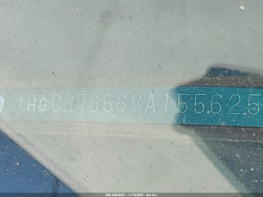 1991 Honda Accord Lx VIN: 1HGCD7656MA155625 Lot: 43632287