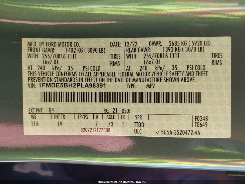 2023 FORD BRONCO - 1FMDE5BH2PLA98391