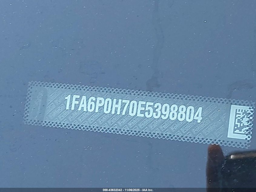 2014 Ford Fusion Se VIN: 1FA6P0H70E5398804 Lot: 43632342