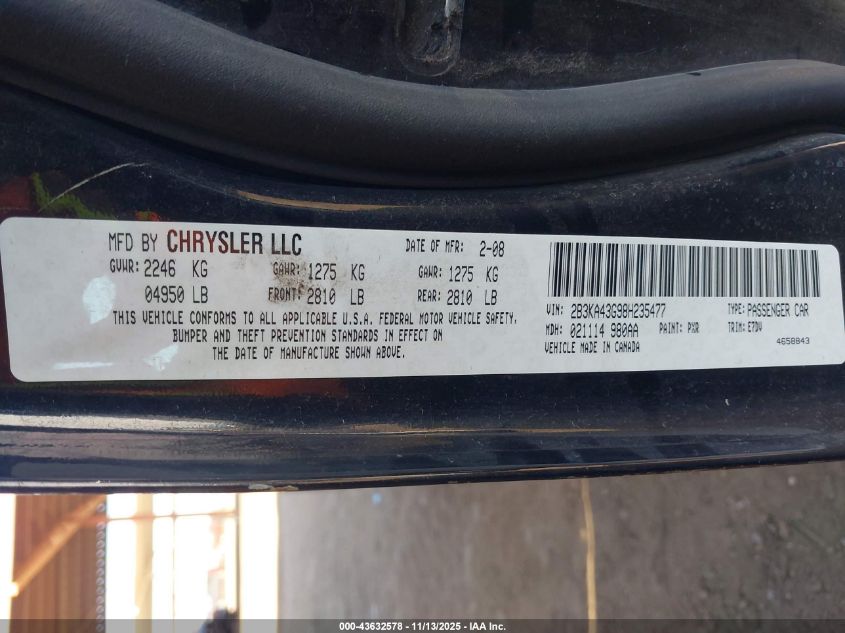 2008 Dodge Charger VIN: 2B3KA43G98H235477 Lot: 43632578