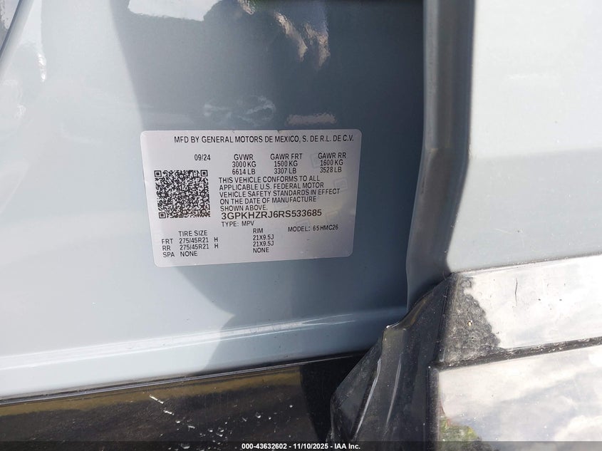 2024 Honda Prologue Elite VIN: 3GPKHZRJ6RS533685 Lot: 43632602