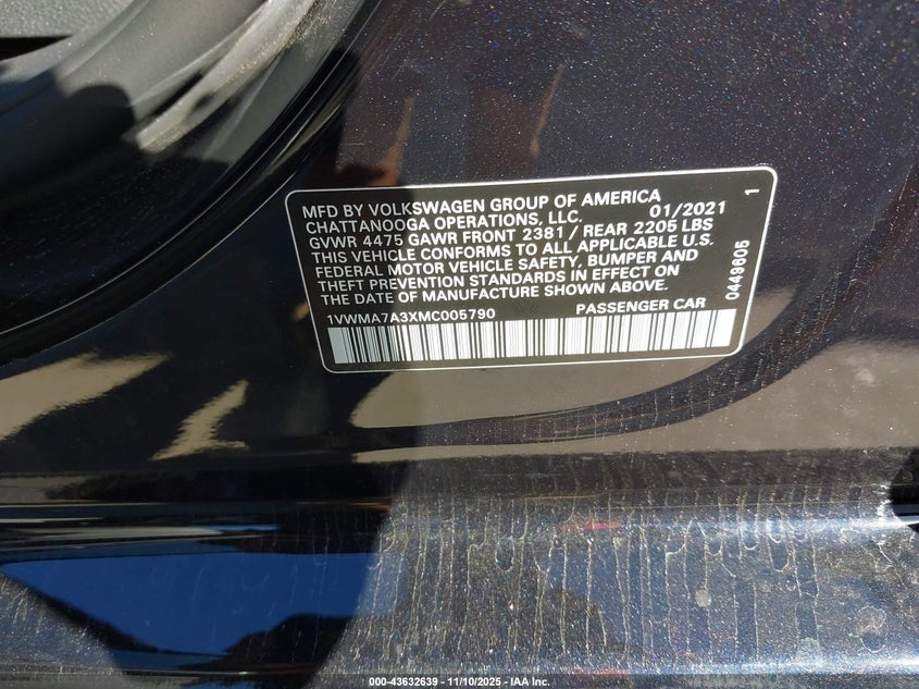 2021 VOLKSWAGEN PASSAT 2.0T R-LINE - 1VWMA7A3XMC005790