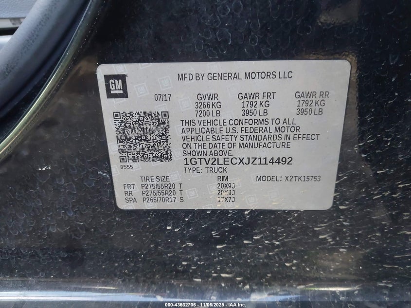 2018 GMC SIERRA 1500 1GTV2LECXJZ114492