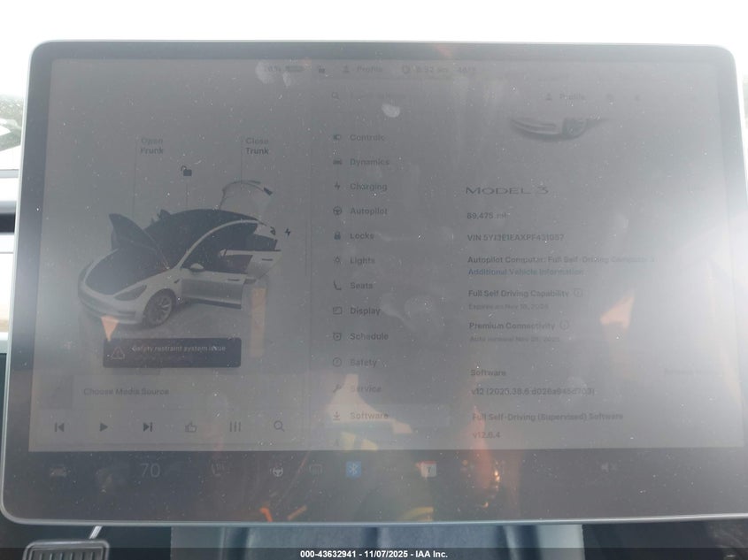2023 Tesla Model 3 Rear-Wheel Drive VIN: 5YJ3E1EAXPF431057 Lot: 43632941