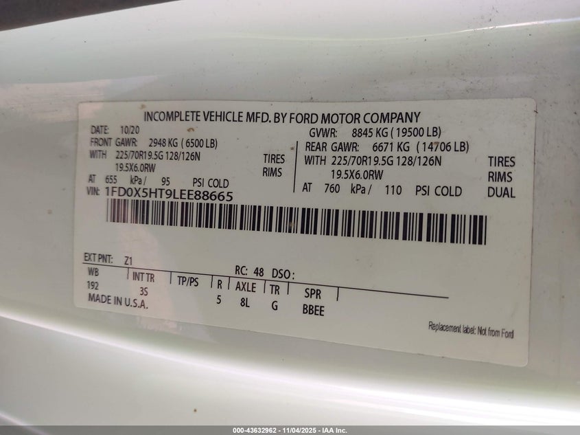 1FD0X5HT9LEE88665 2020 FORD F550 photo no. 8