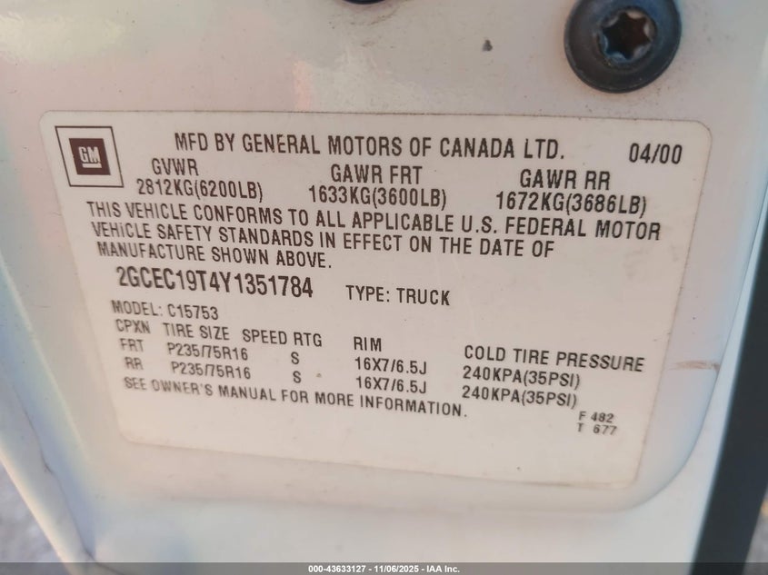 2GCEC19T4Y1351784 2000 CHEVROLET SILVERADO photo no. 9