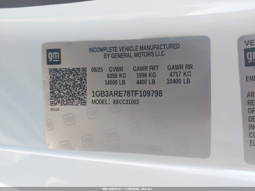 2026 Chevrolet Silverado 3500Hd Chassis Work Truck VIN: 1GB3ARE78TF109798 Lot: 43633147