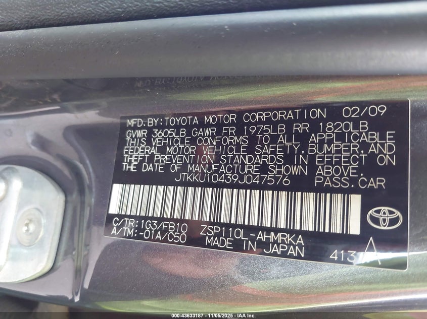 2009 Scion Xd VIN: JTKKU10439J047576 Lot: 43633187