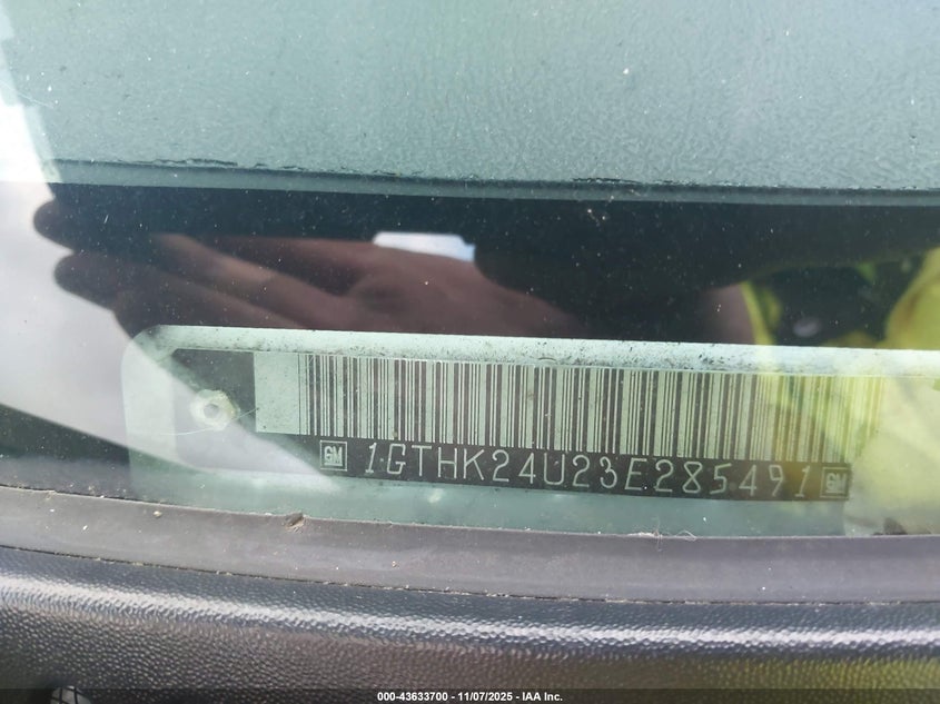 2003 GMC Sierra 2500Hd Work Truck VIN: 1GTHK24U23E285491 Lot: 43633700