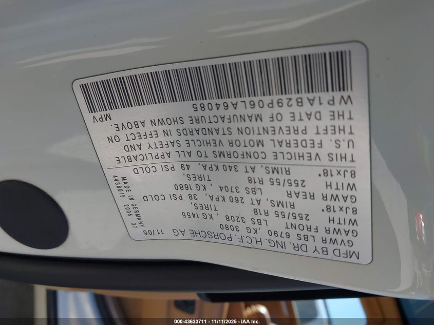 2006 Porsche Cayenne S/S Titanium Edition VIN: WP1AB29P06LA64085 Lot: 43633711