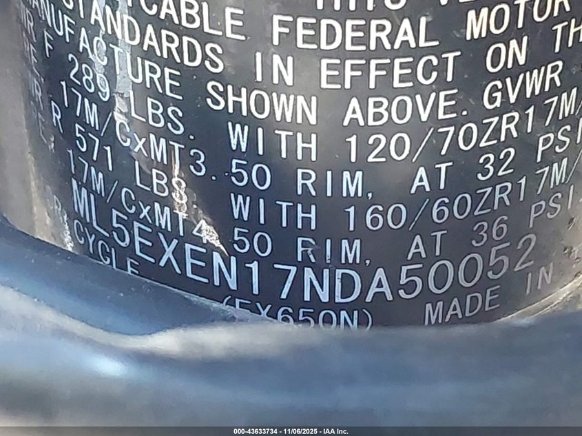 2022 KAWASAKI EX650 N - ML5EXEN17NDA50052