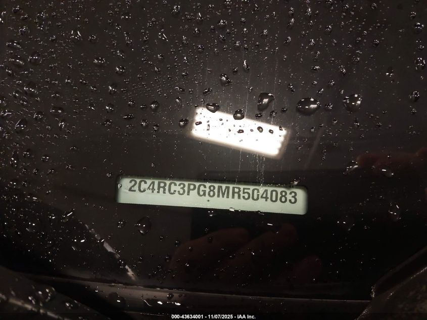 2021 Chrysler Pacifica Pinnacle Awd VIN: 2C4RC3PG8MR504083 Lot: 43634001