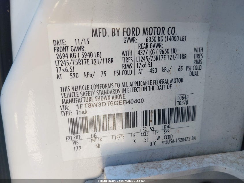 1FT8W3DT6GEB40400 2016 FORD F350 photo no. 8