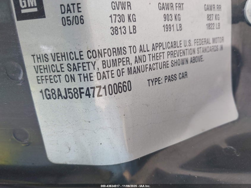 1G8AJ58F47Z100660 2007 SATURN ION photo no. 9