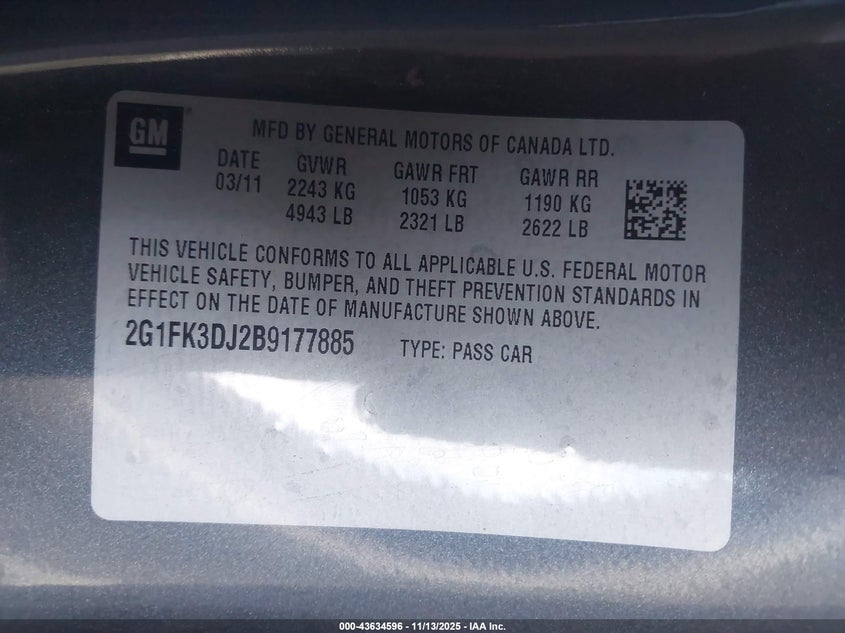2G1FK3DJ2B9177885 2011 CHEVROLET CAMARO photo no. 9
