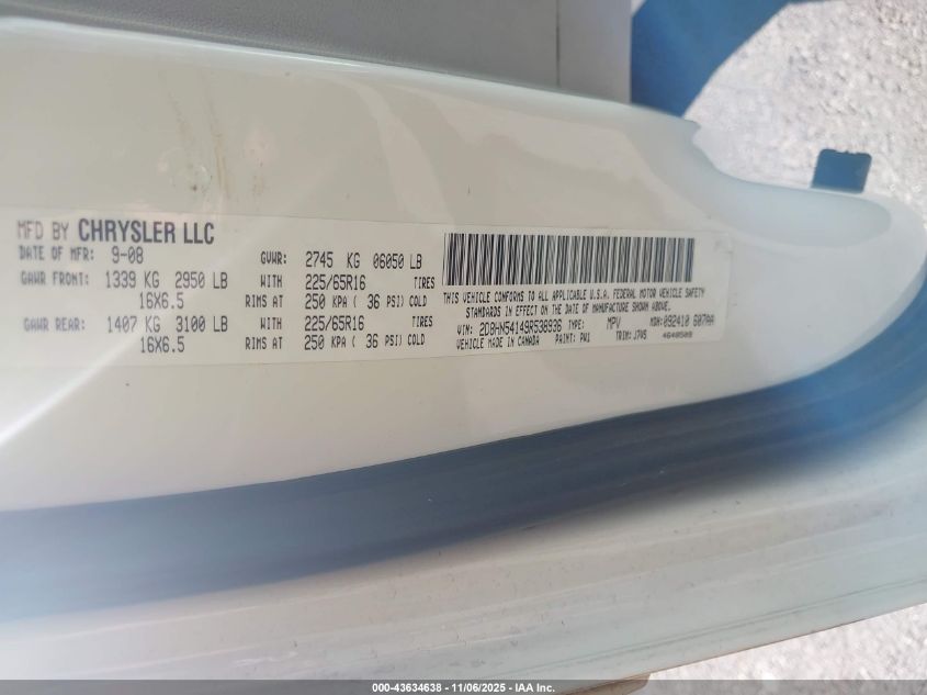 2009 Dodge Grand Caravan Sxt VIN: 2D8HN54149R538936 Lot: 43634638