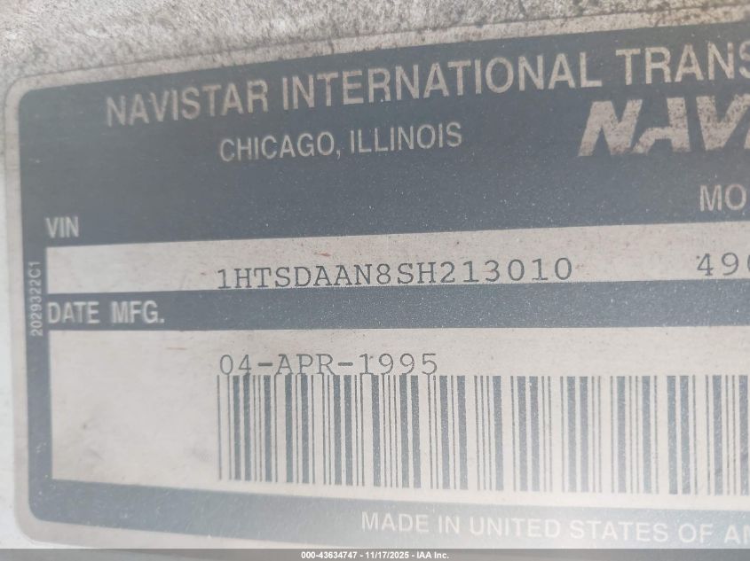 1995 International 4000 4900 VIN: 1HTSDAAN8SH213010 Lot: 43634747
