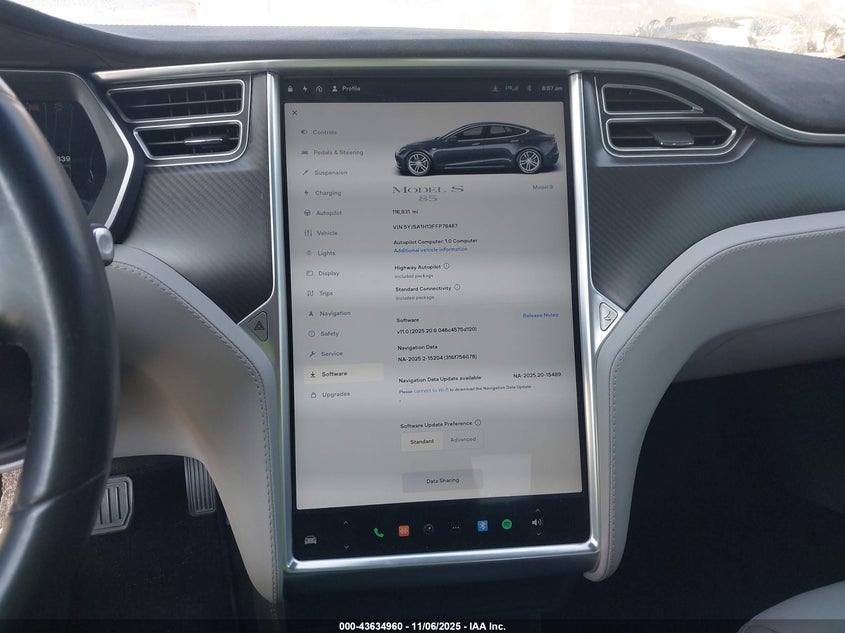 2015 TESLA MODEL S 60/70/85 5YJSA1H13FFP78487