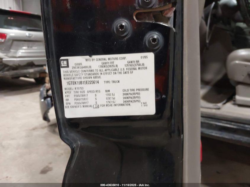 2005 GMC Sierra 1500 Slt VIN: 1GTEK19B15E225614 Lot: 43635010