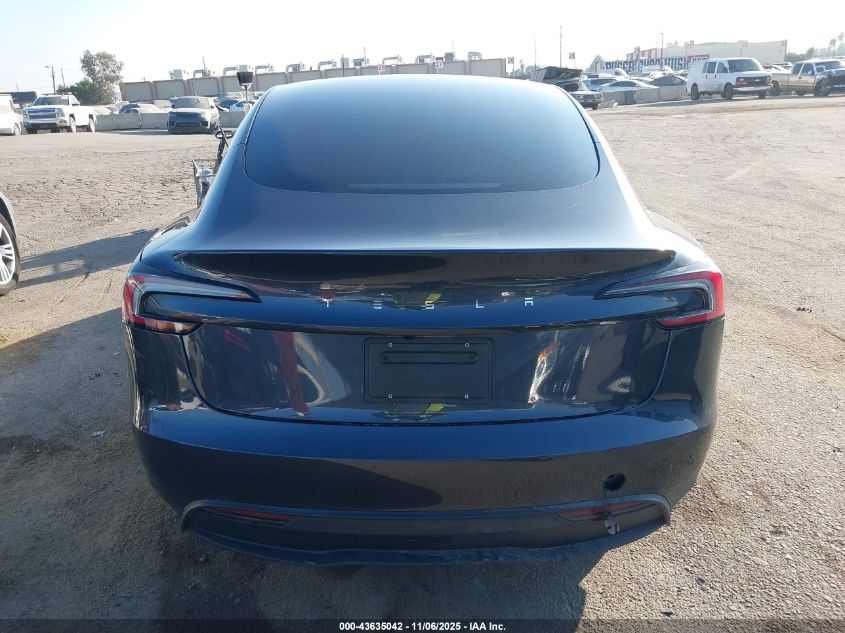 2025 Tesla Model 3 Long Range Rear-Wheel Drive/Standard VIN: 5YJ3E1EA4SF999653 Lot: 43635042