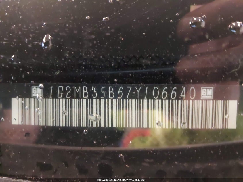 2007 Pontiac Solstice VIN: 1G2MB35B67Y106640 Lot: 43635396