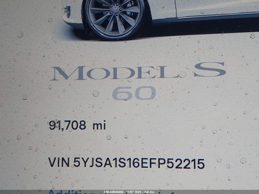 2014 TESLA MODEL S 5YJSA1S16EFP52215