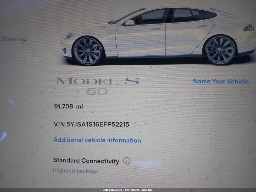 2014 TESLA MODEL S 5YJSA1S16EFP52215