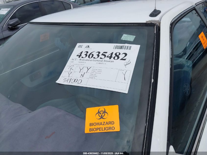 1989 Toyota Corolla Sr5 VIN: JT2AE95C0K3260292 Lot: 43635482