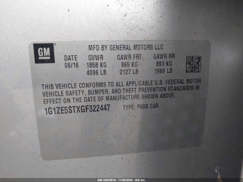 1G1ZE5STXGF322447 2016 CHEVROLET MALIBU photo no. 9