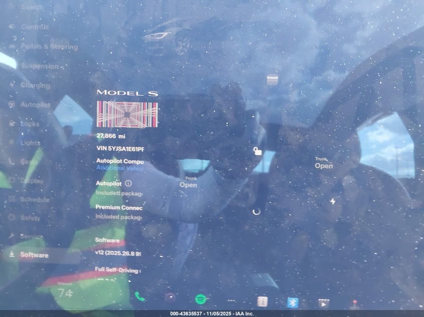 2023 Tesla Model S Plaid Tri Motor All-Wheel Drive VIN: 5YJSA1E61PF512855 Lot: 43635537