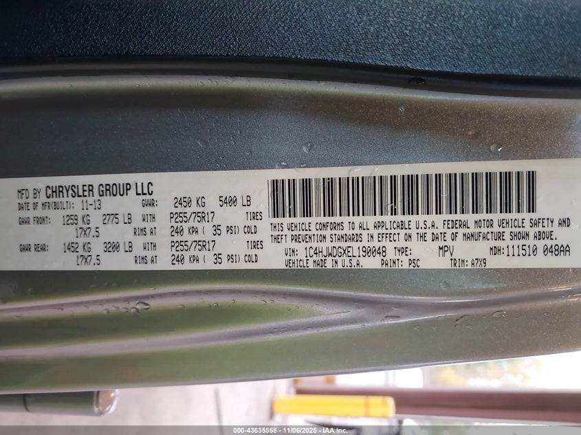 2014 JEEP WRANGLER UNLIMITED SPORT 1C4HJWDGXEL190048