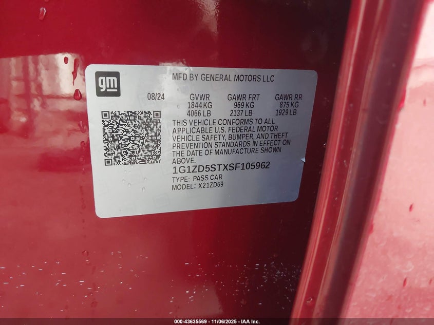 2025 CHEVROLET MALIBU FWD 1LT - 1G1ZD5STXSF105962