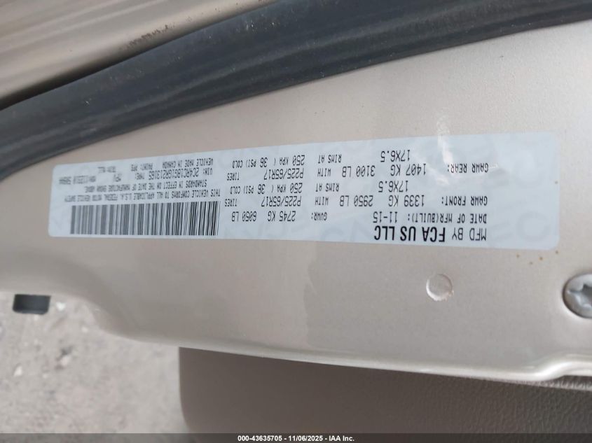 2016 Chrysler Town & Country Touring VIN: 2C4RC1BG1GR213165 Lot: 43635705