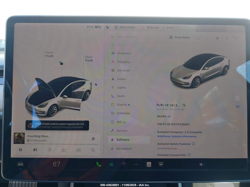 2018 Tesla Model 3 VIN: 5YJ3E1EA7JF038401 Lot: 43635801
